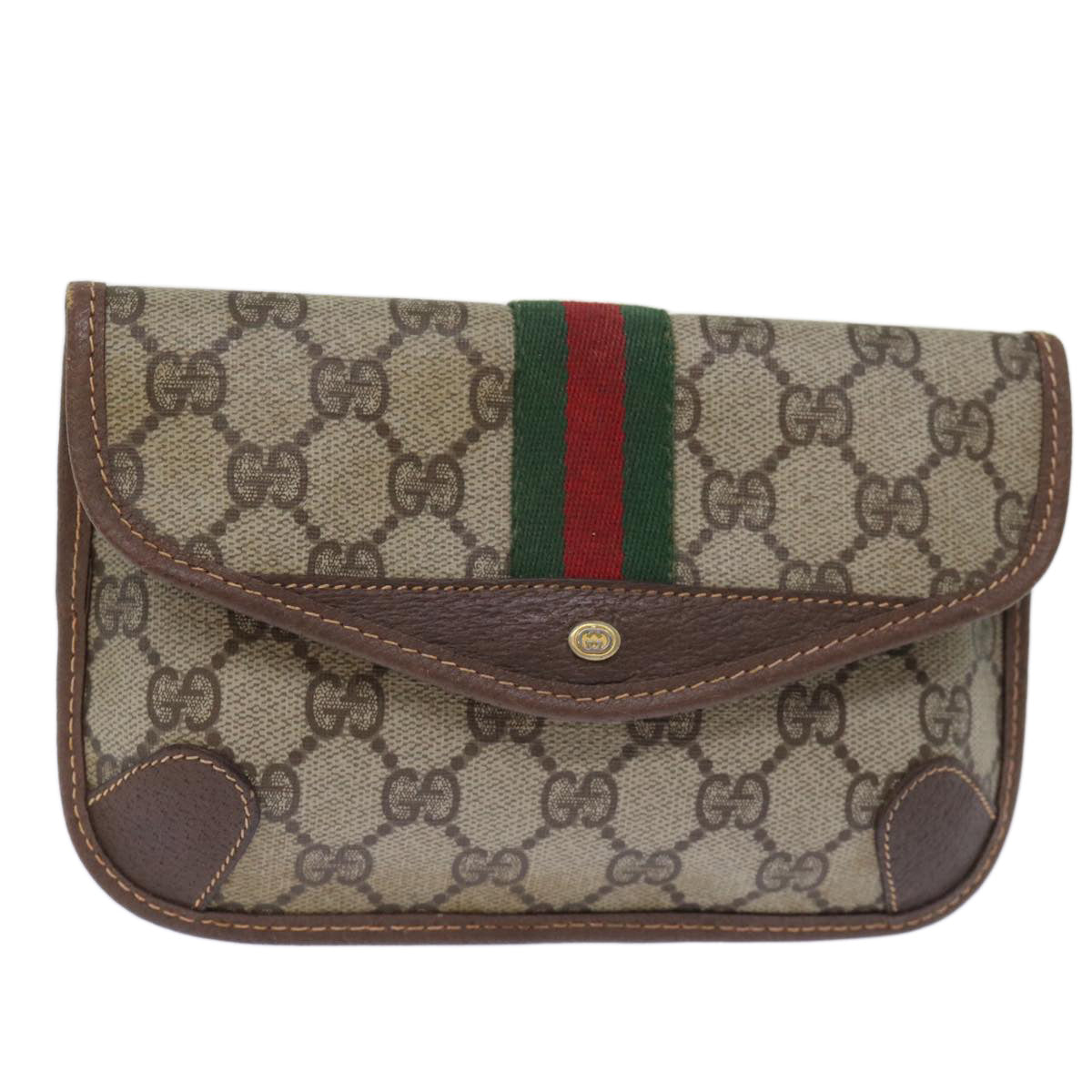 Luxury Gucci Trending 2025 GG Supreme Web Sherry Line Pouch PVC Beige Red 014 89 5205  72829