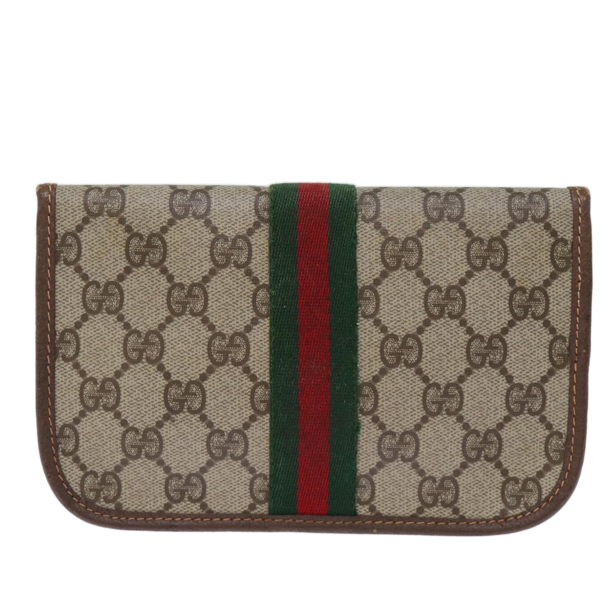 Luxury Gucci Trending 2025 GG Supreme Web Sherry Line Pouch PVC Beige Red 014 89 5205  72829