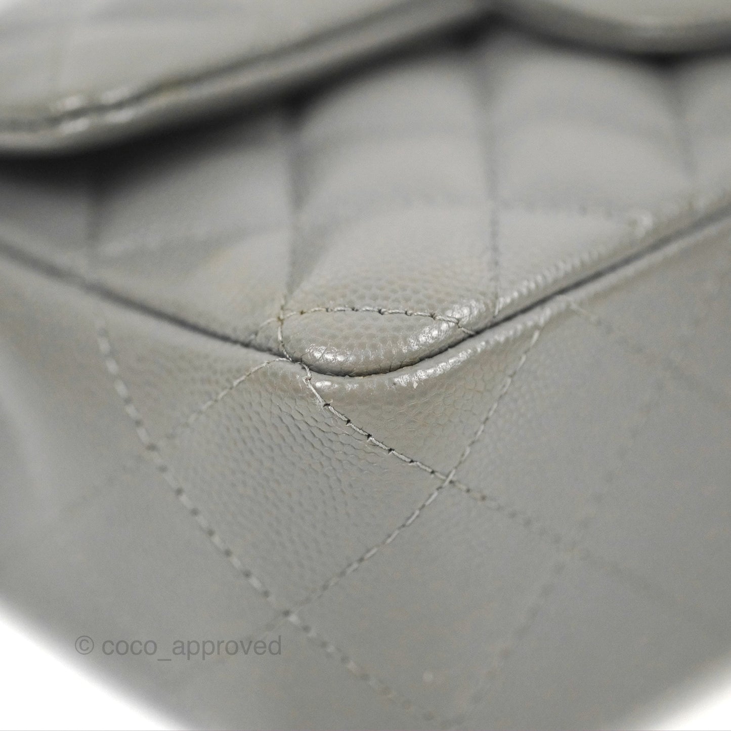 Chanel Quilted Mini Rectangular Flap Grey Caviar Silver Hardware 17B