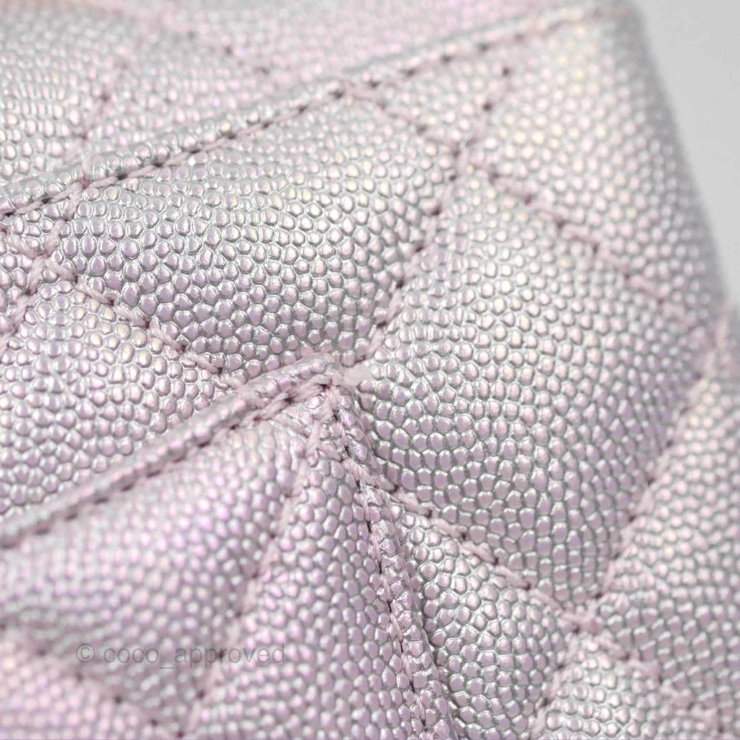 Chanel Mini Coco Handle Quilted Iridescent Purple Caviar Gold Hardware