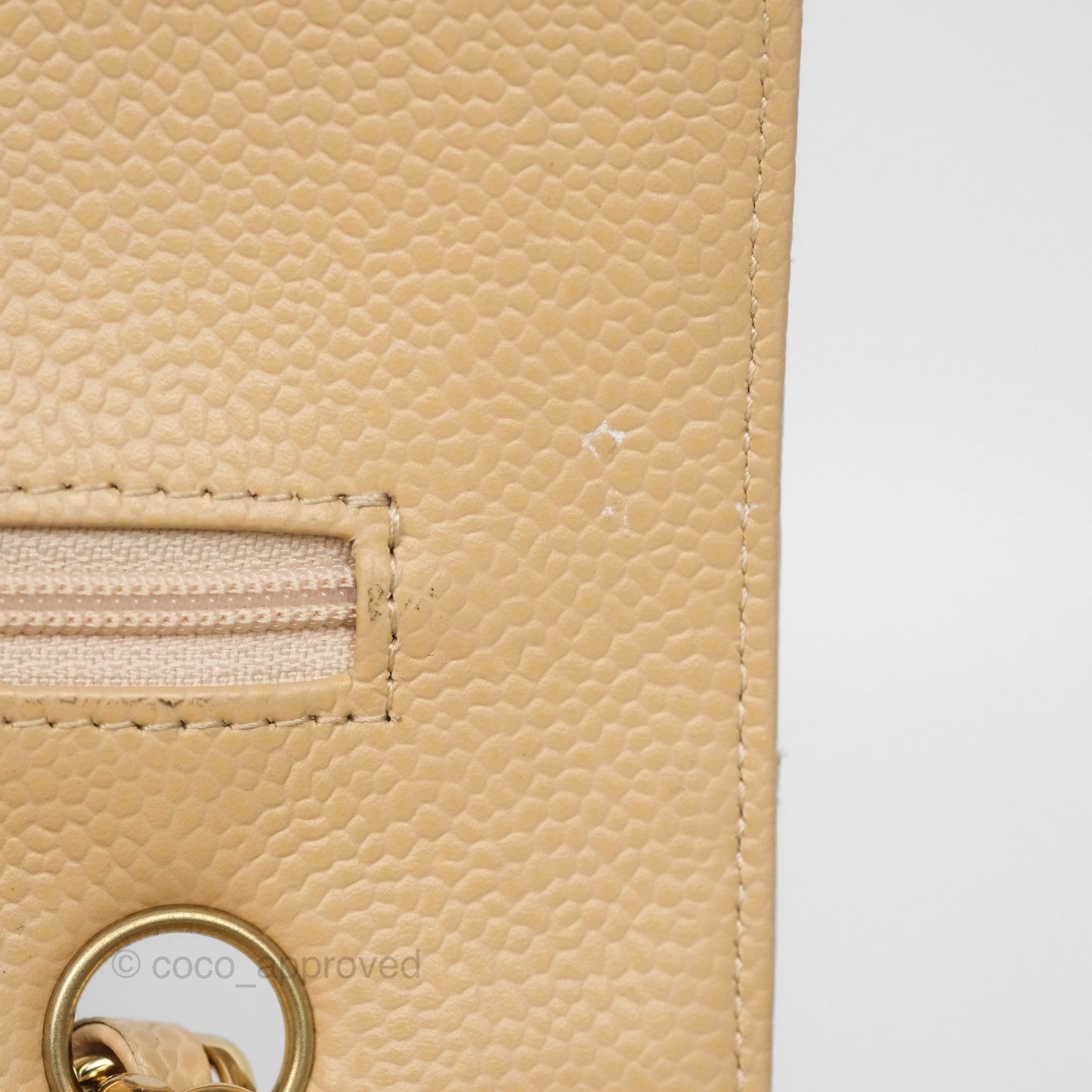 Chanel M/L Medium Classic Flap Quilted Beige Caviar Gold Hardware