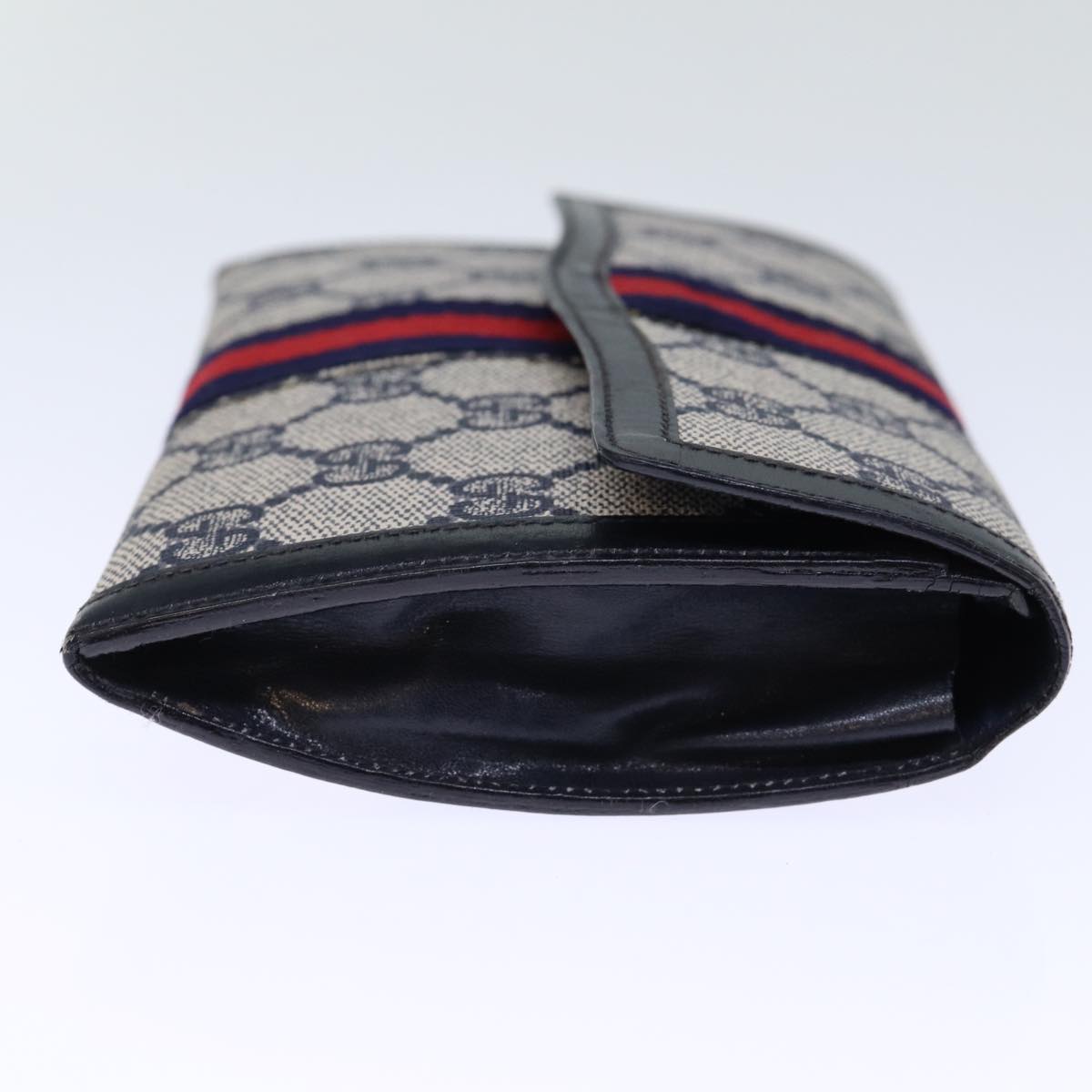 Luxury Gucci Trending 2025 GG Supreme Sherry Line Pouch PVC Leather Navy Red  72871
