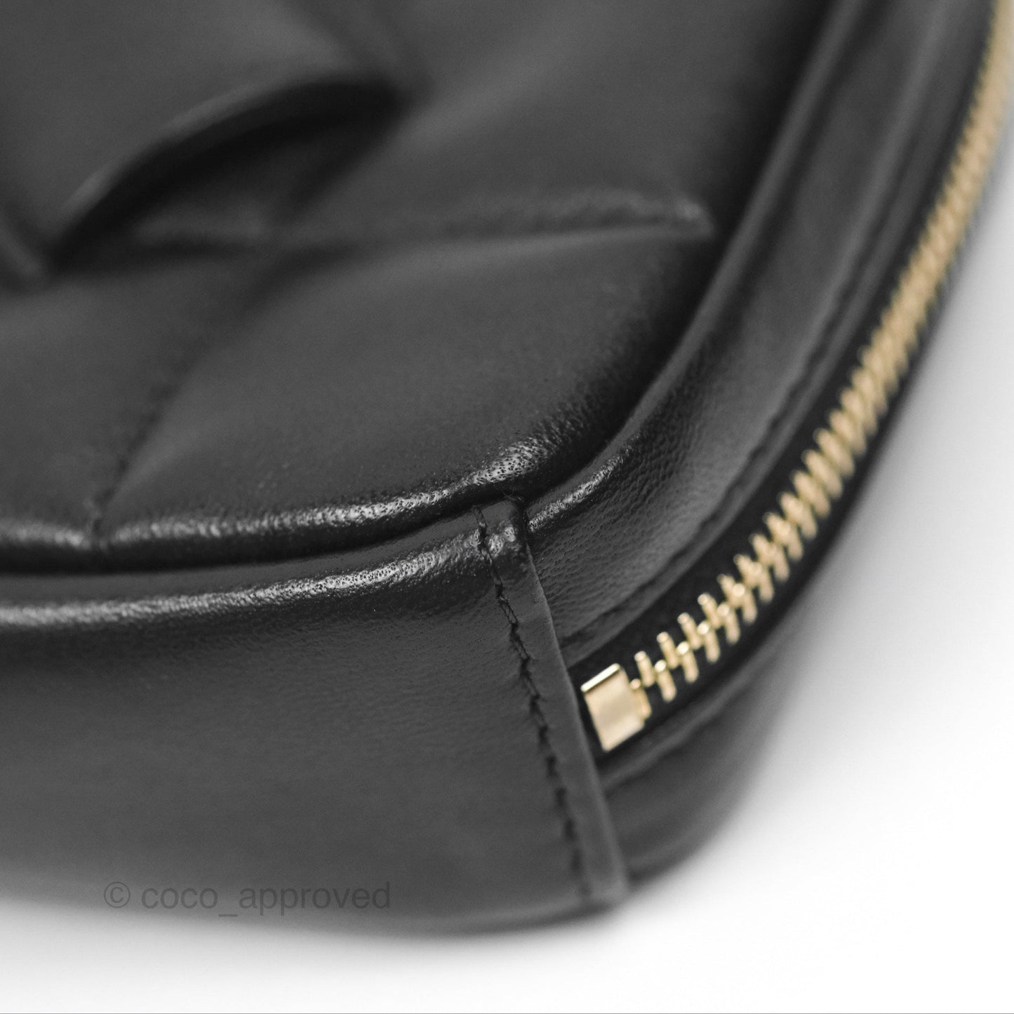 Chanel Diamond Belt Coin Purse Black Lambskin Aged Gold Hardware