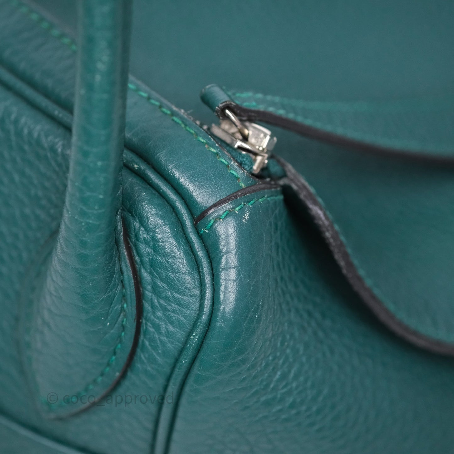 Hermès Lindy 30 Malachite Z6 Clemence Palladium Hardware