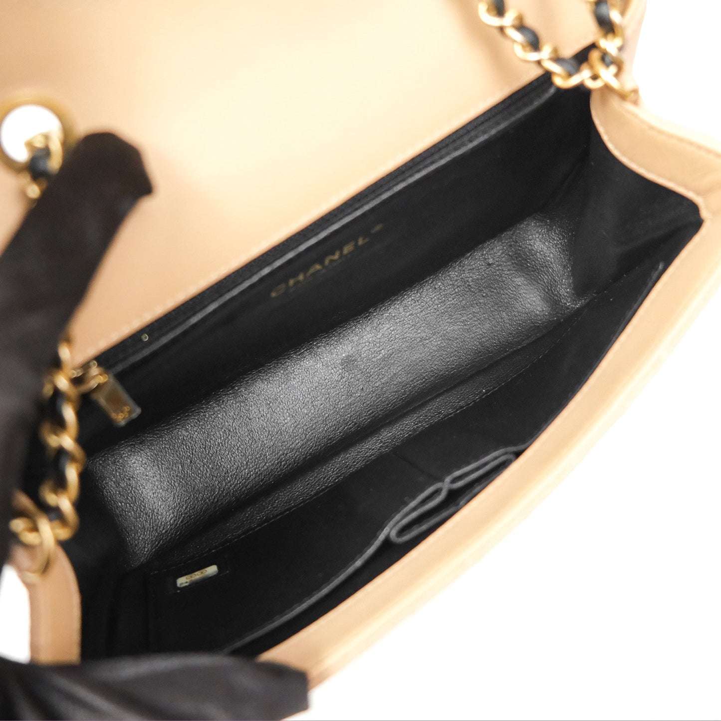 Chanel Quilted Small CC Filigree Flap Beige Black Caviar