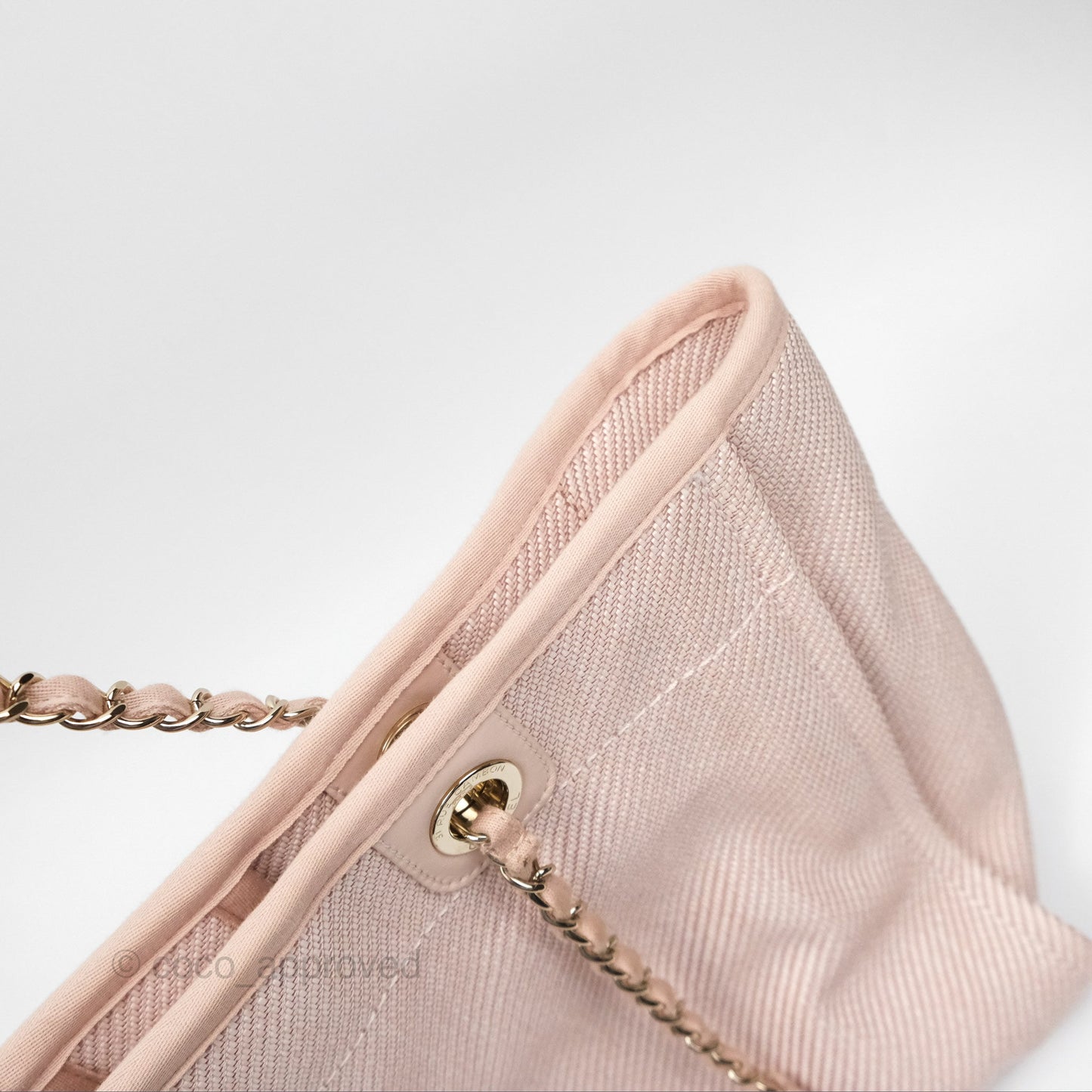 Chanel Medium Deauville Pink Canvas Gold Hardware
