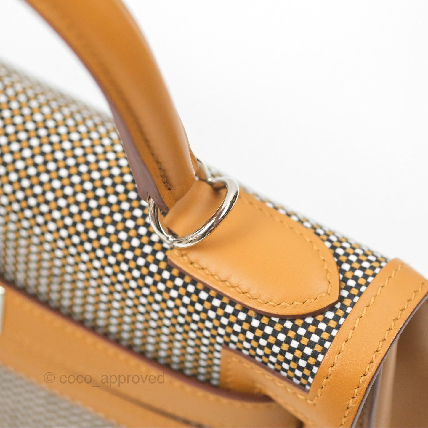 Hermès Kelly Sellier 28 Quadrille Black/White/Desert Sesame Swift