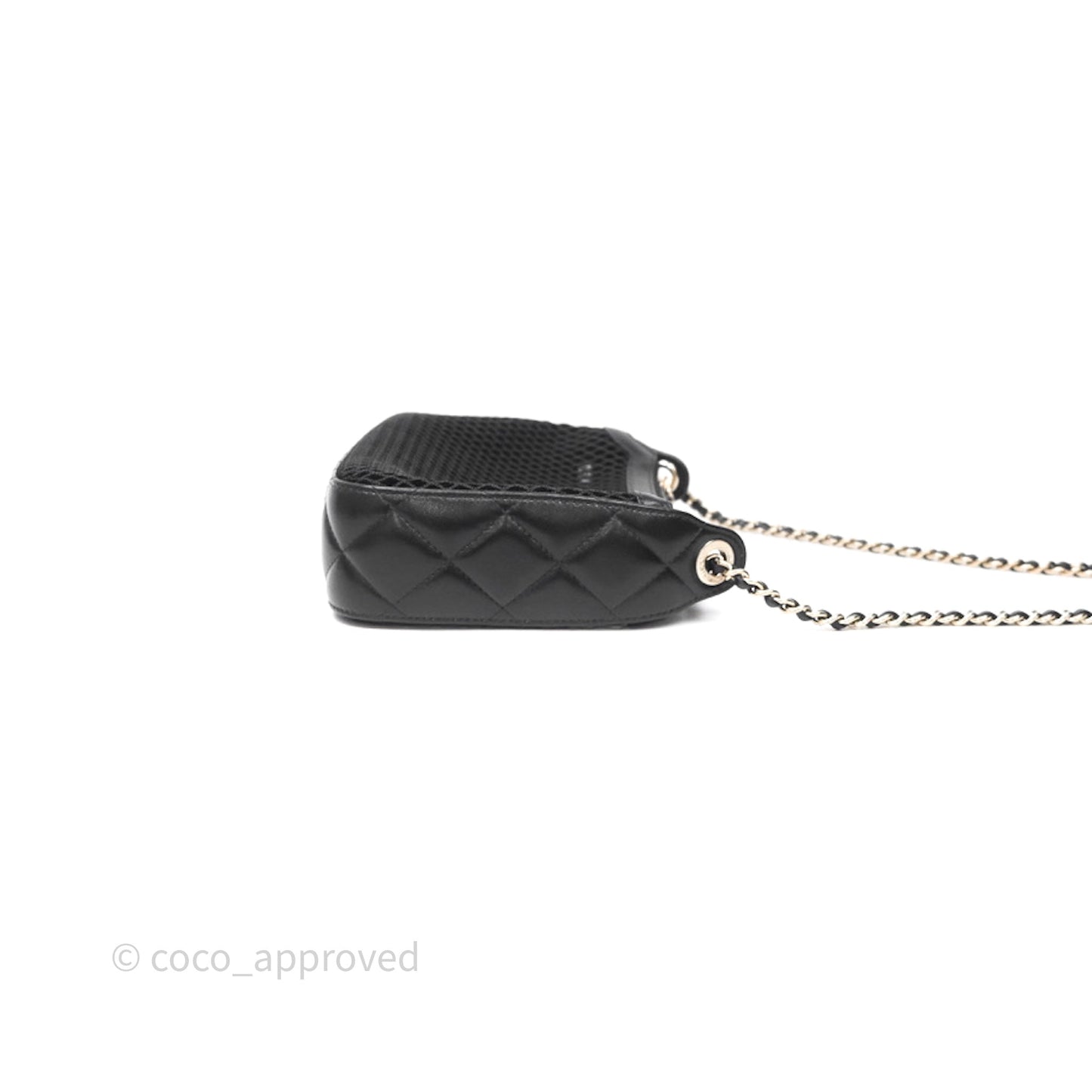 Chanel Mesh Clutch With Chain Black Shiny Lambskin Gold Hardware