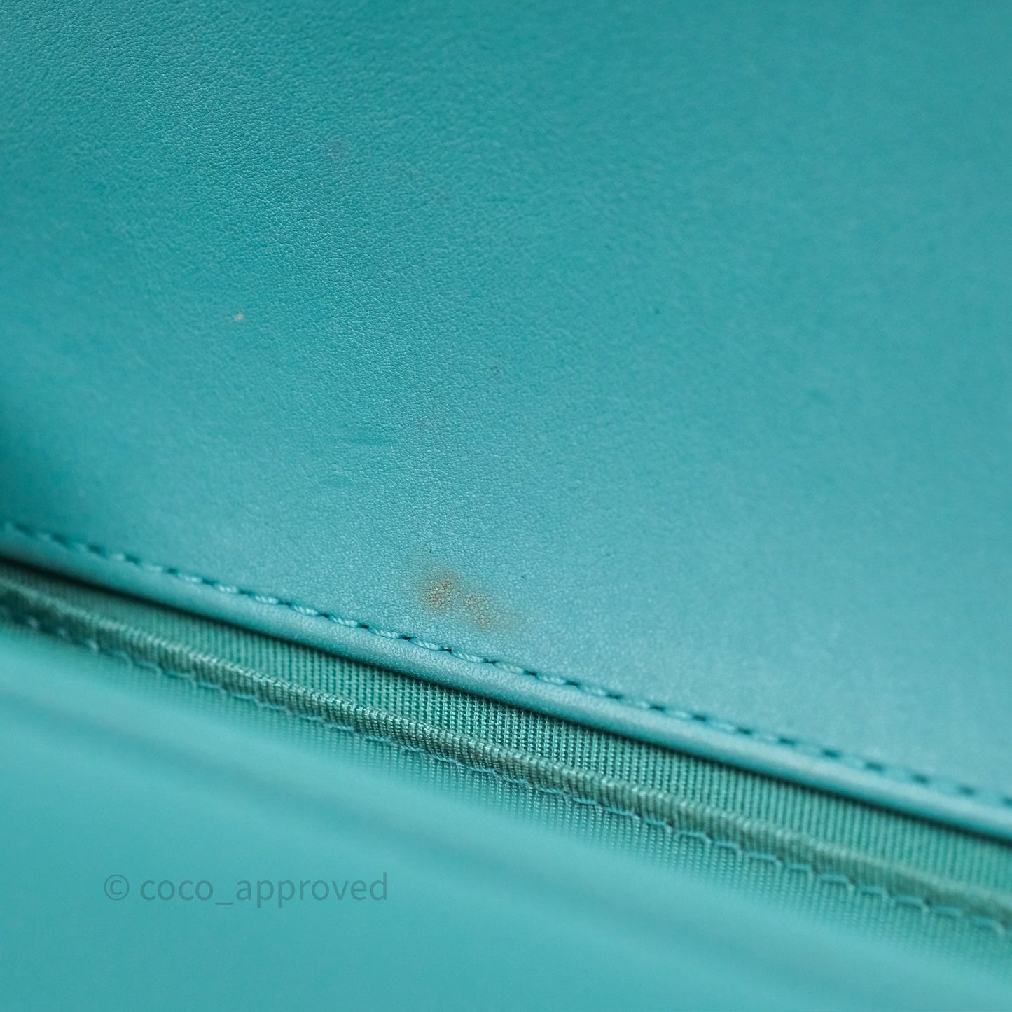 Chanel Medium Boy Quilted Turquoise Calfskin Aged Gold Hardware