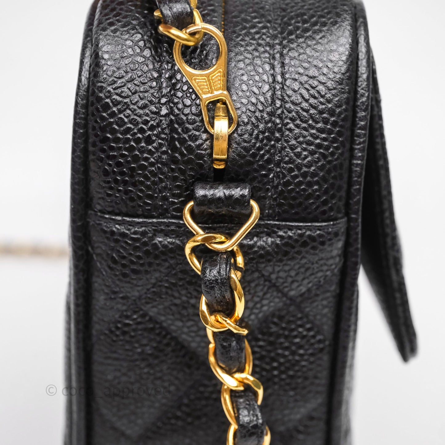 Chanel Vintage Camera Bag Coco Crush Black Caviar Gold Hardware