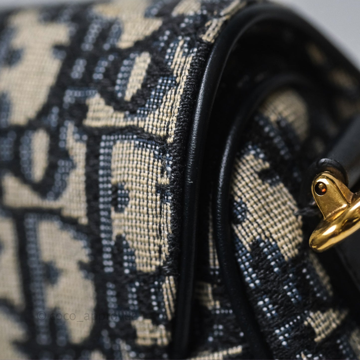 Christian Dior Saddle Bag Blue Oblique Jacquard Gold Hardware