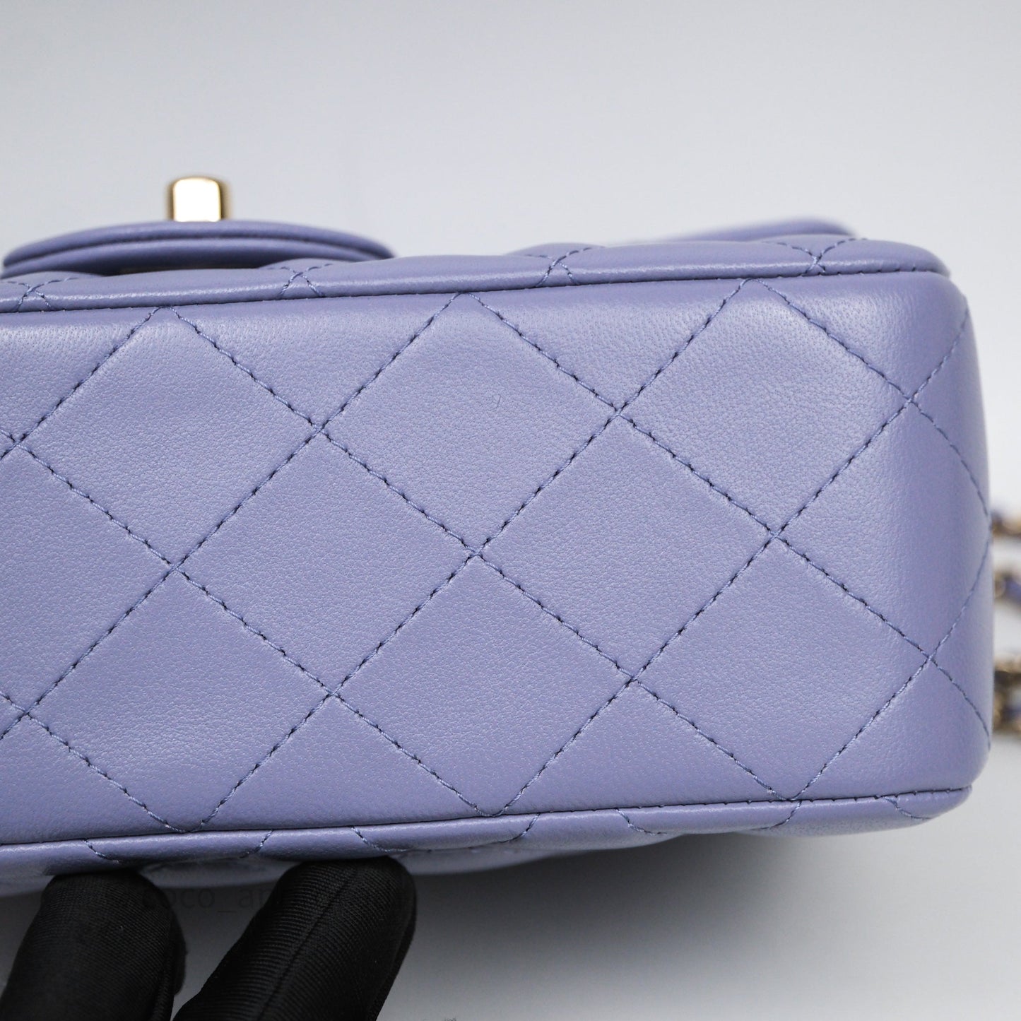 Chanel Top Handle Mini Rectangular Flap Purple Lambskin Gold Hardware