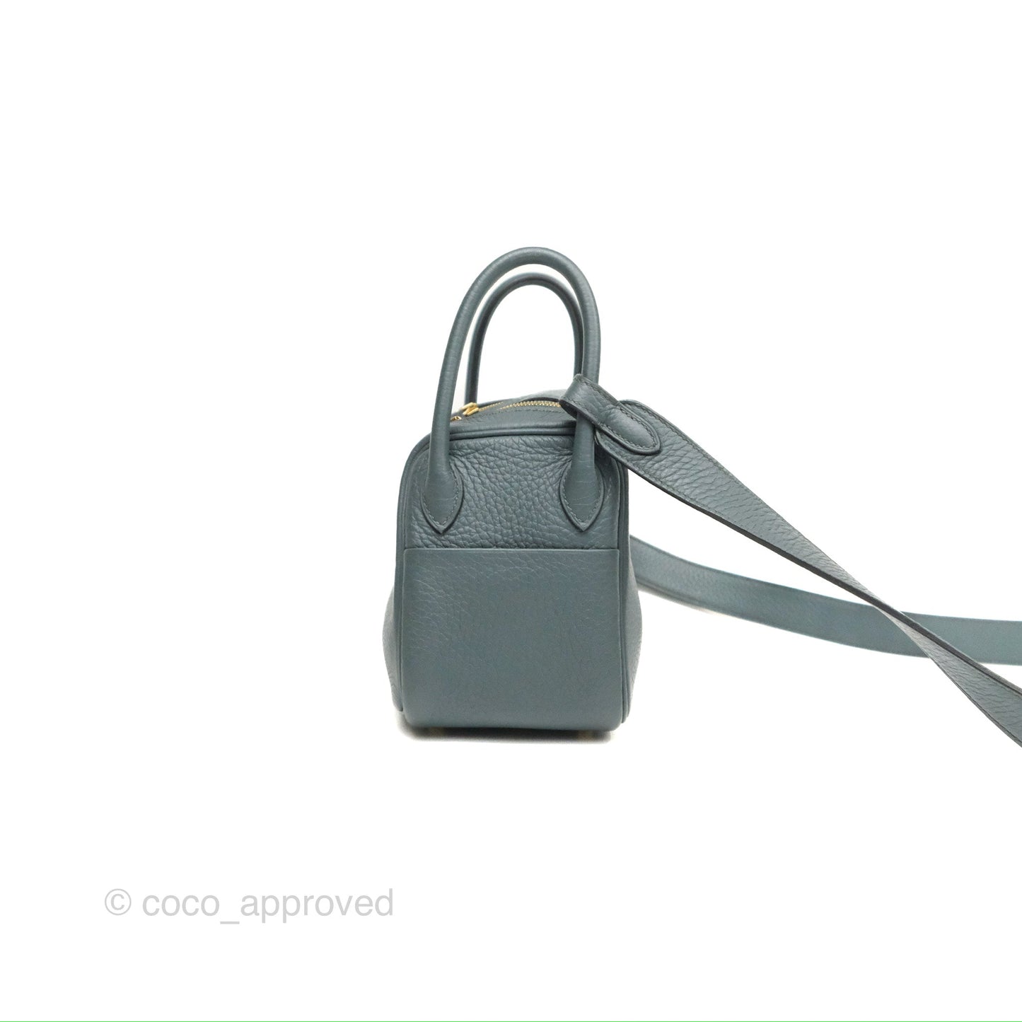 Hermès Mini Lindy 20 Bleu Orage Clemence Gold Hardware