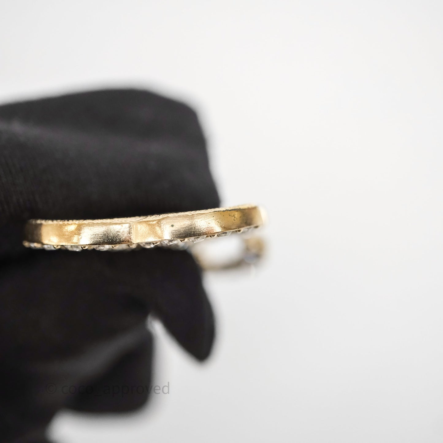 Chanel Crystal CC Floral Earrings Gold Tone 23A