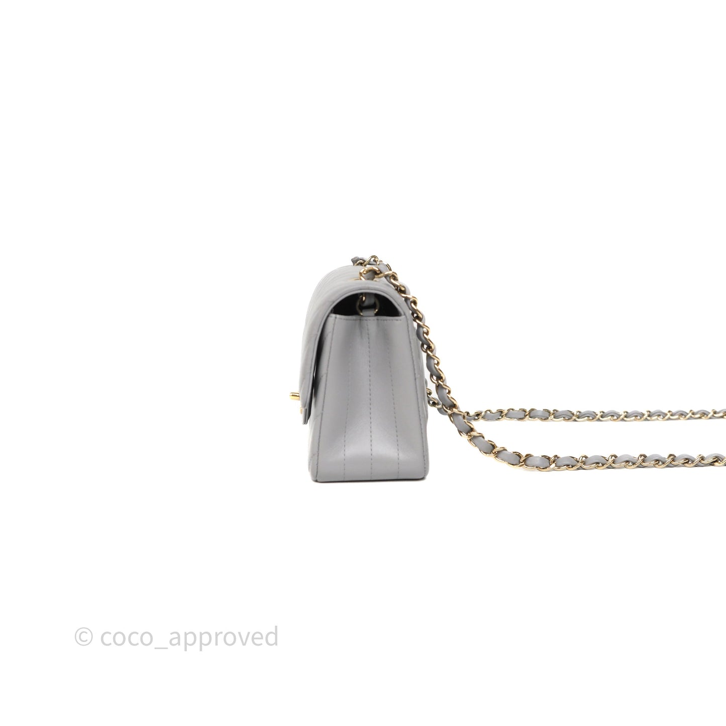 Chanel Mini Rectangular Chevron Grey Lambskin Light Gold Hardware