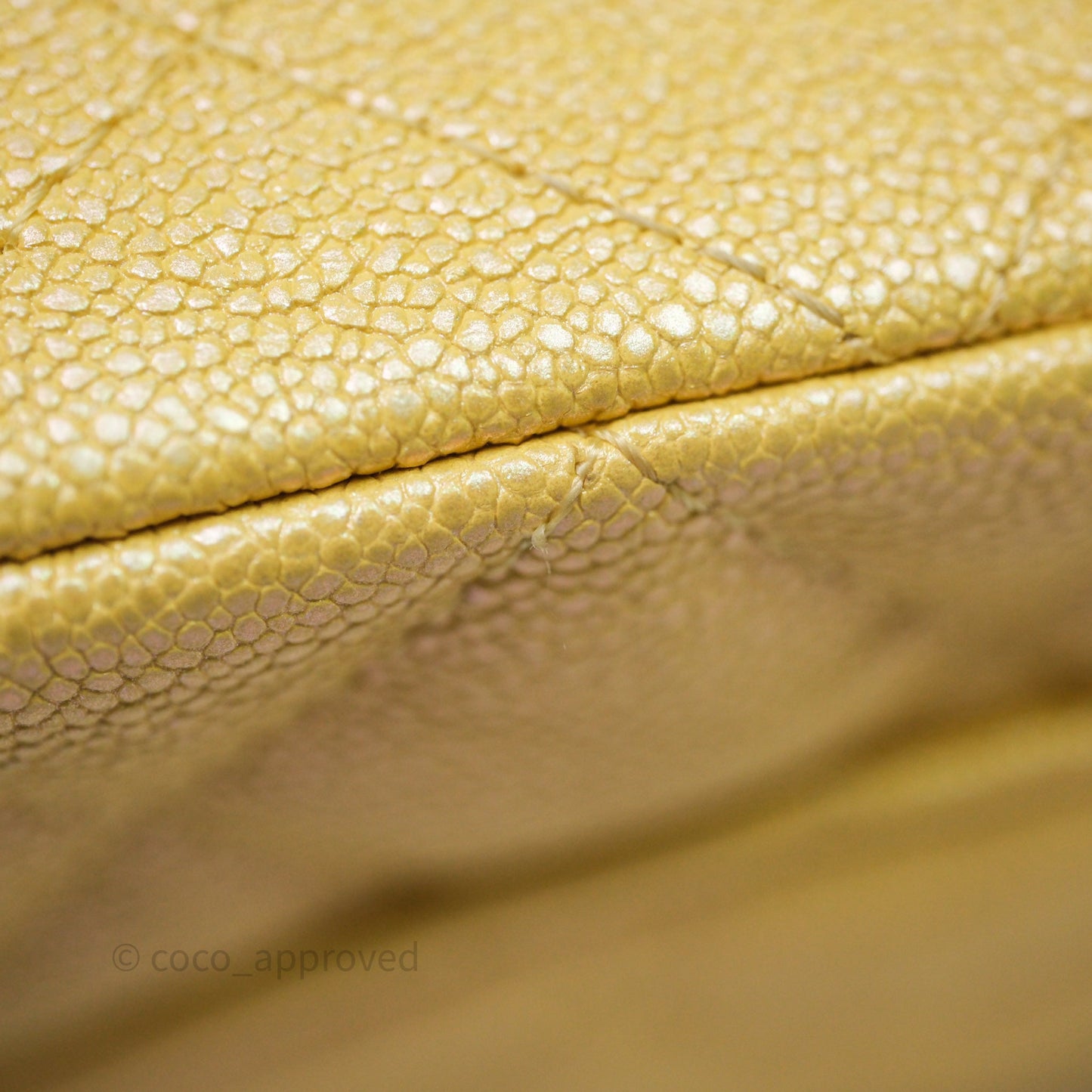 Chanel Classic M/L Medium Flap Quilted Iridescent Yellow Caviar Gold Hardware