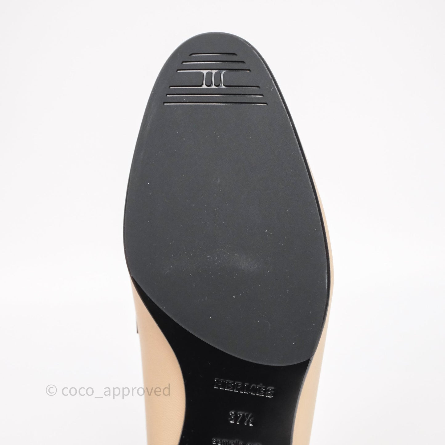 Hermès Royal Loafers Beige Calfskin Black/White Accents Size 37.5