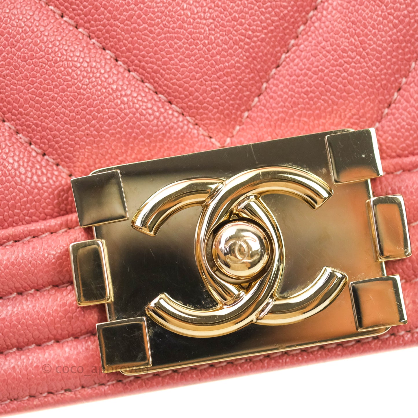 Chanel Boy Chevron Medium Pink Caviar Gold Hardware
