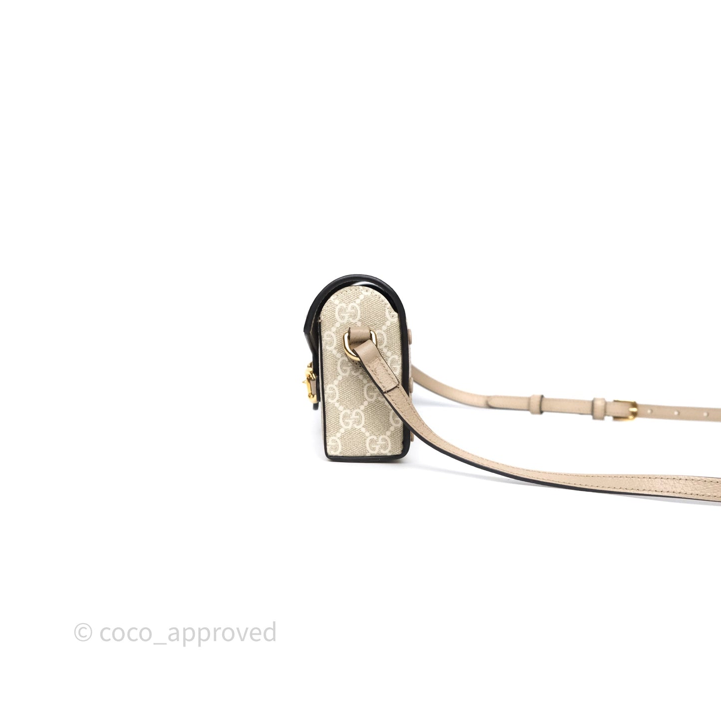 Gucci Horsebit 1955 Mini Bag Beige/ White GG Supreme Canvas Gold Hardware