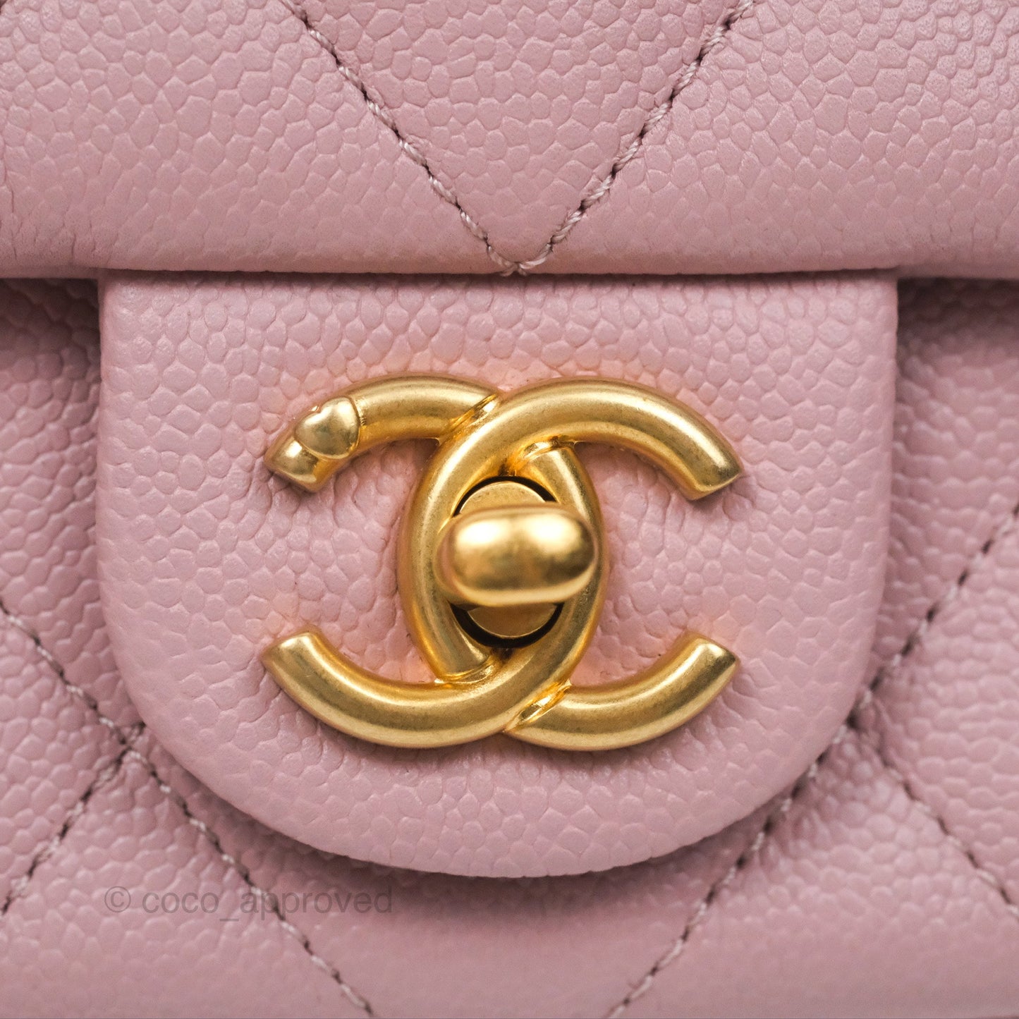 Chanel Mini Flap Bag Heart Adjustable Chain Dusty Pink Caviar Aged Gold Hardware