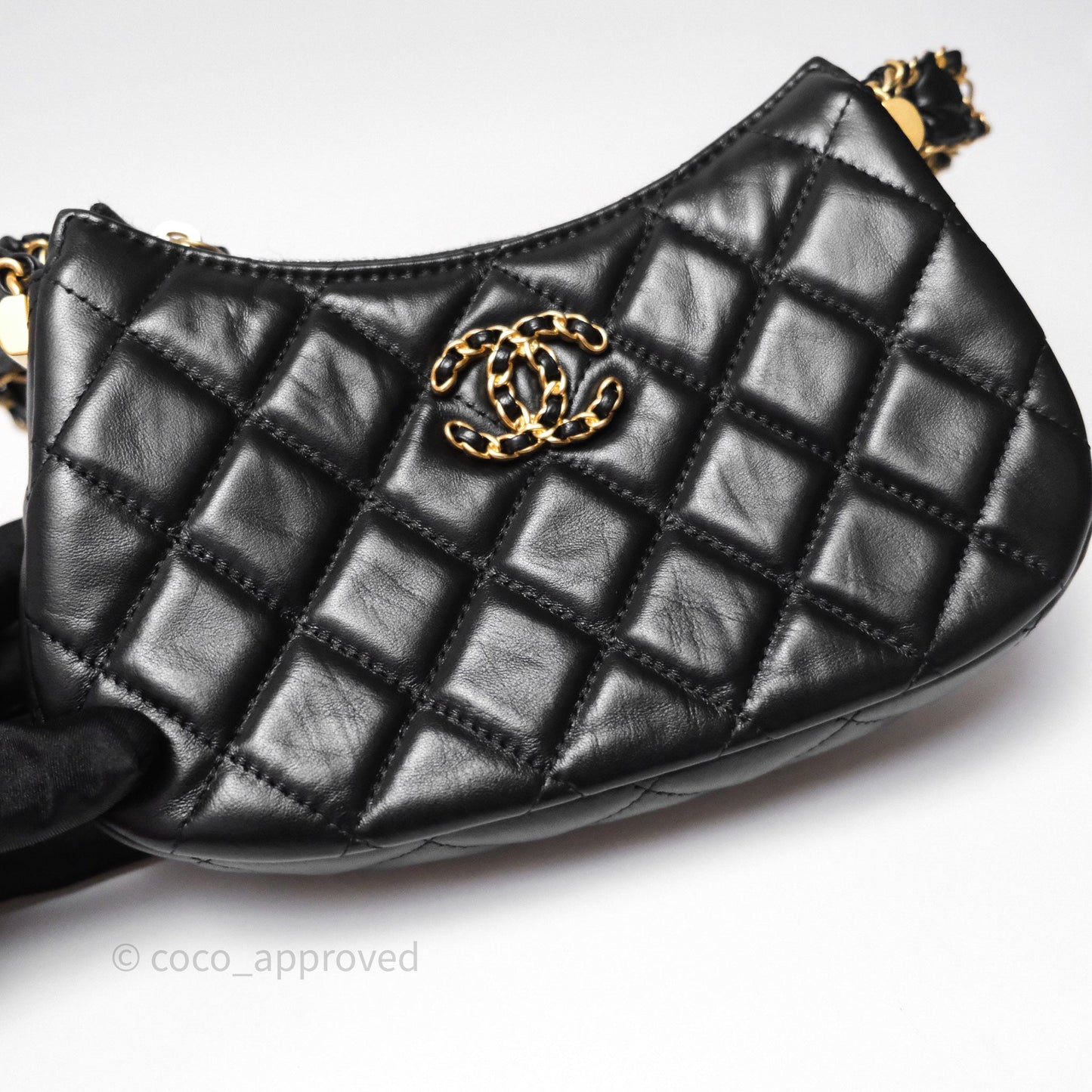 Chanel Hobo Bag Black Aged Calfskin Aged Gold Hardware
