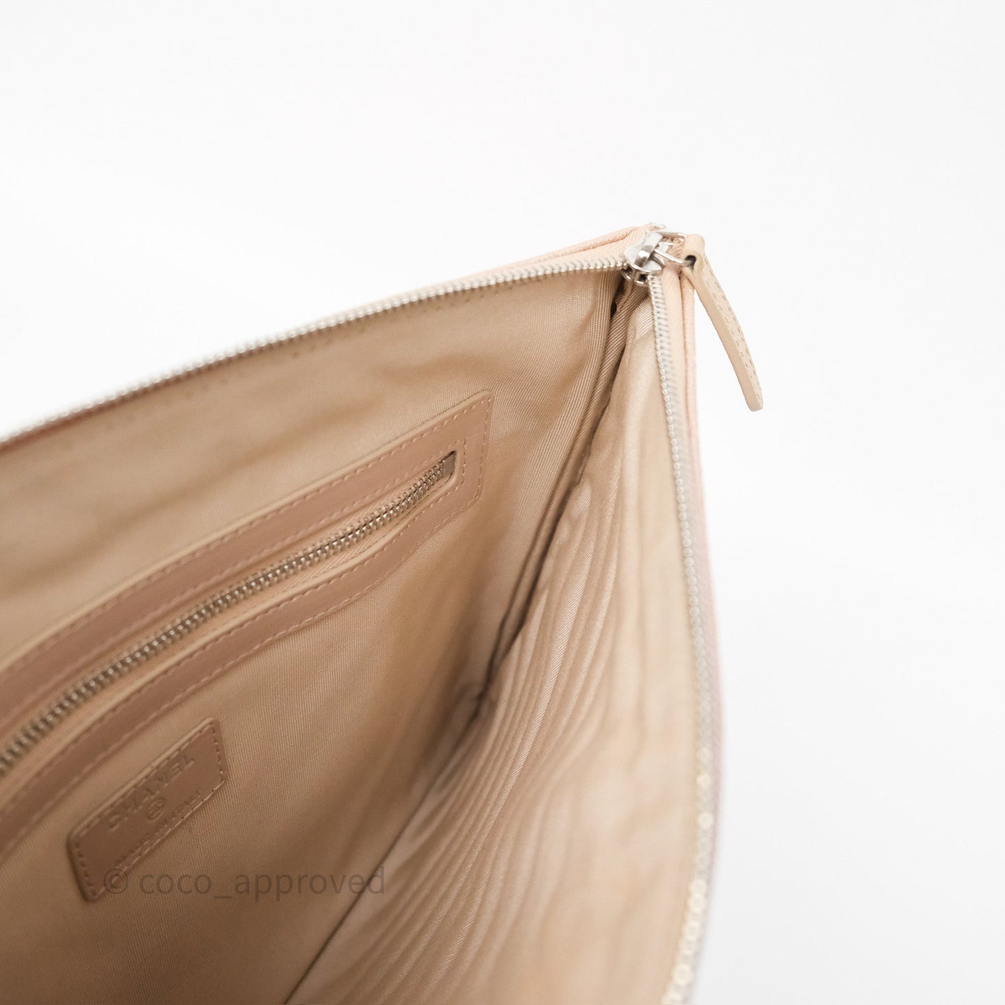 Chanel Medium O Case Chevron Rose Gold Caviar Silver Hardware 17B