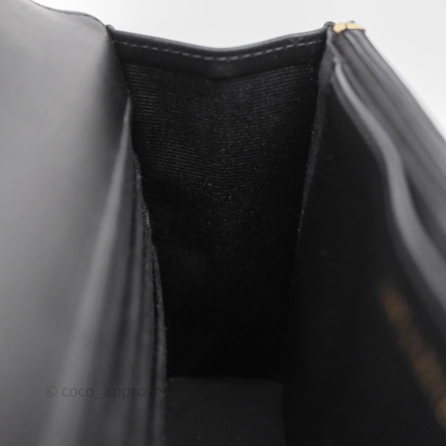 Chanel Top Handle Wallet On Chain WOC Black Lambskin Gold Hardware