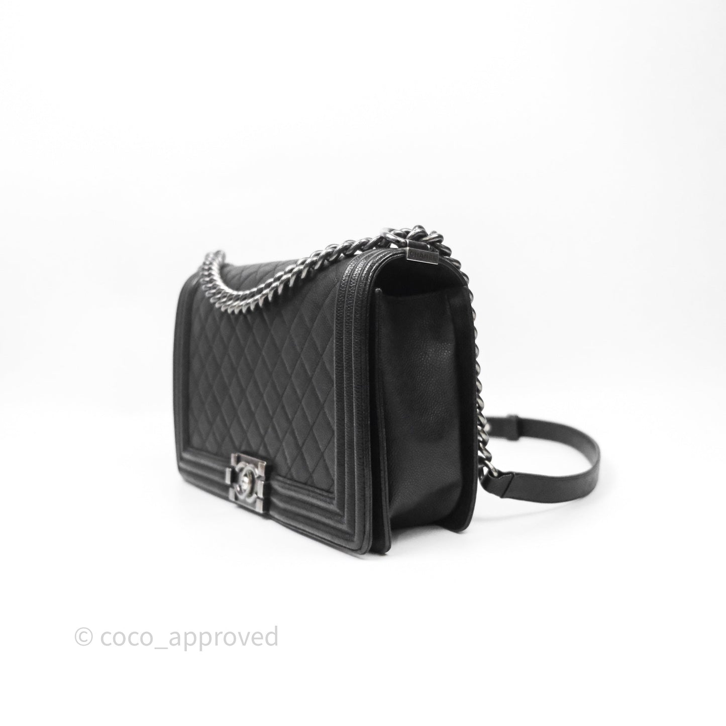 Chanel Quilted New Medium Boy Black Caviar Ruthenium Hardware