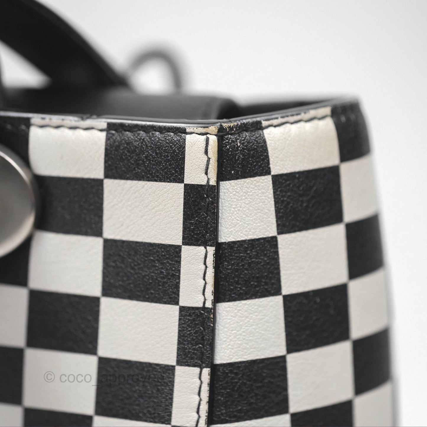 Christian Dior Medium Lady Dior Checkered Black/ White Calfskin