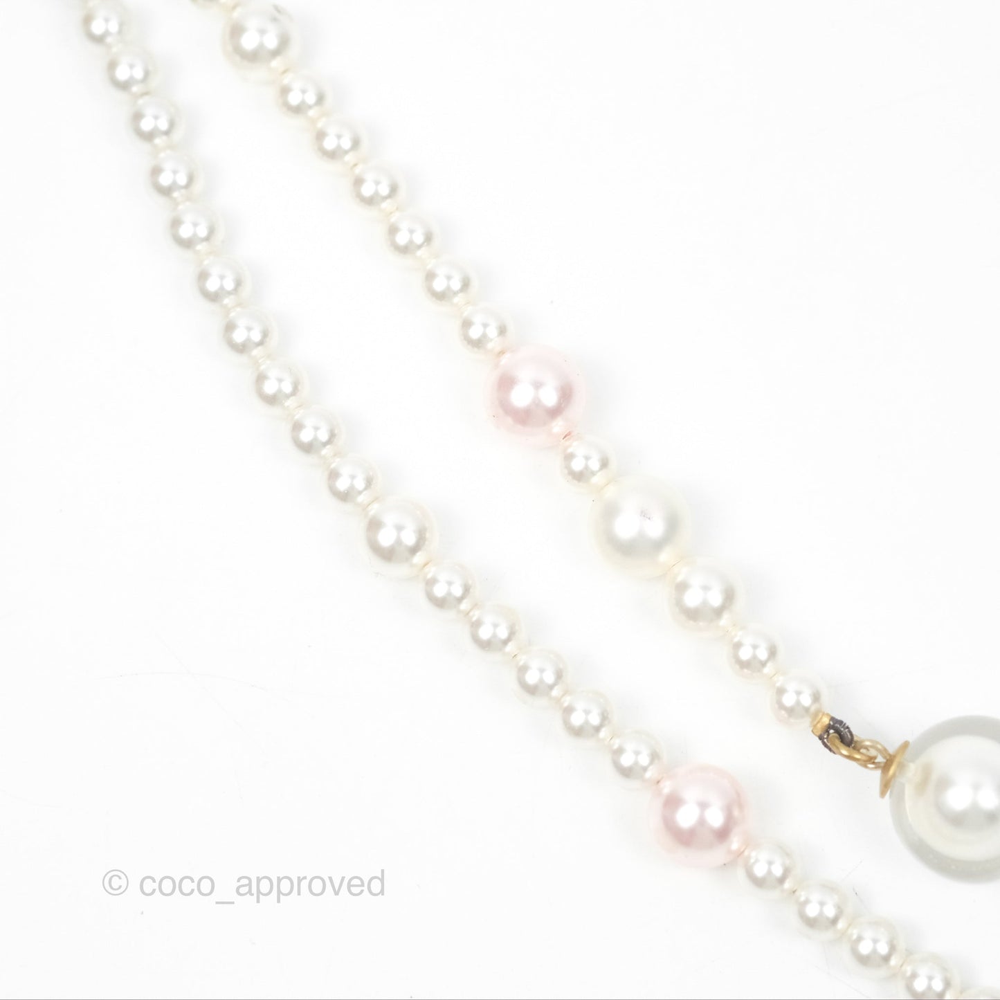 Chanel CC Pearl Double Necklace Gold Tone 17K