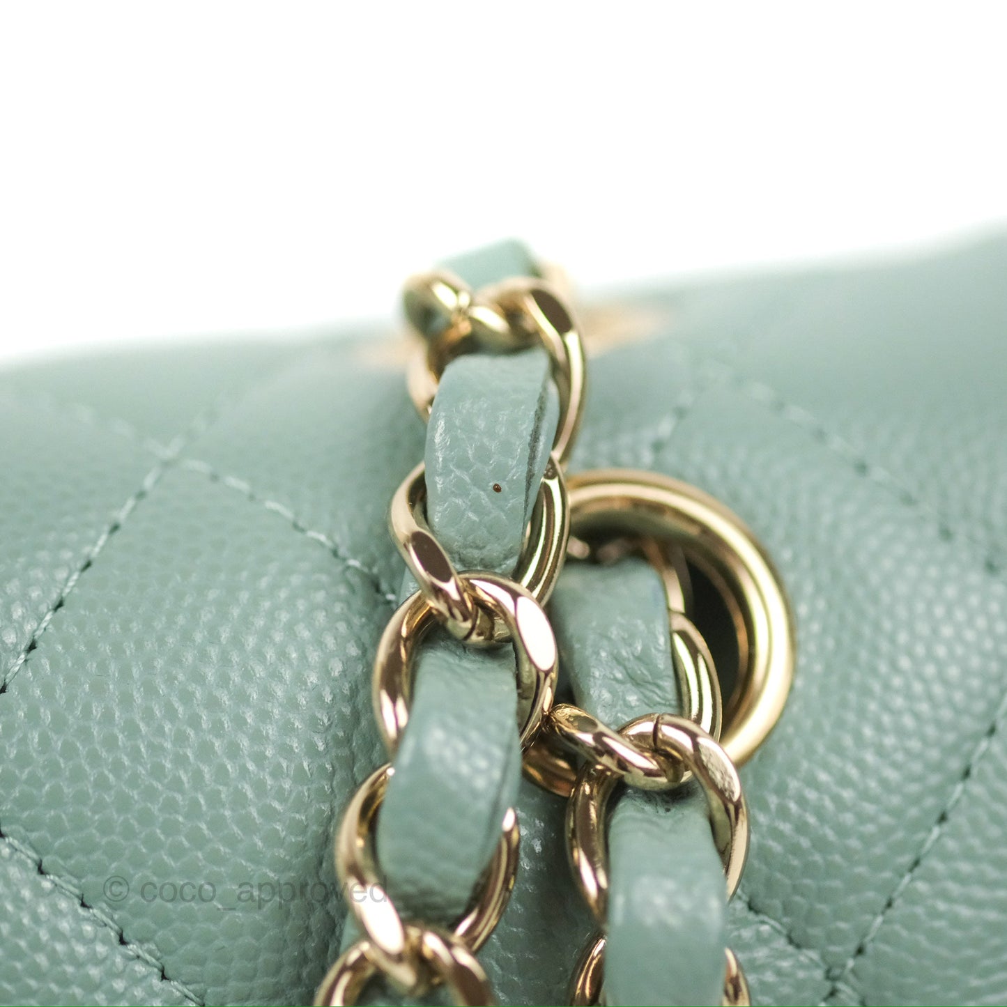Chanel Classic M/L Medium Flap Quilted Tiffany Green Caviar Gold Hardware