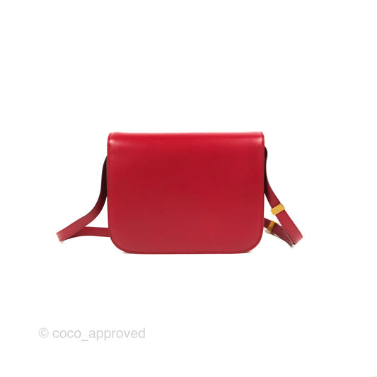 Celine Medium Classic Box Flap Red Calfskin