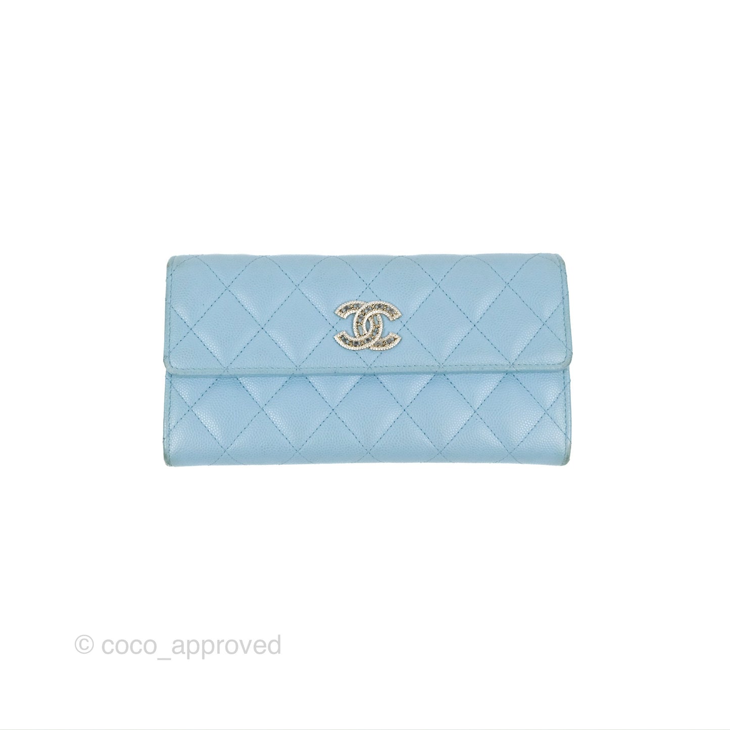 Chanel Long Flap Wallet Blue Caviar Gold Hardware
