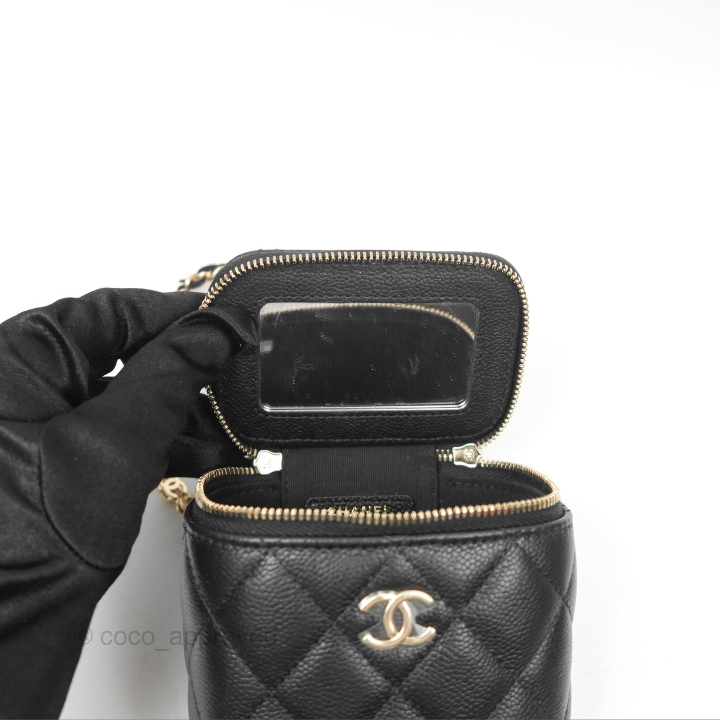 Chanel Mini Vanity With CC Chain Black Caviar Gold Hardware