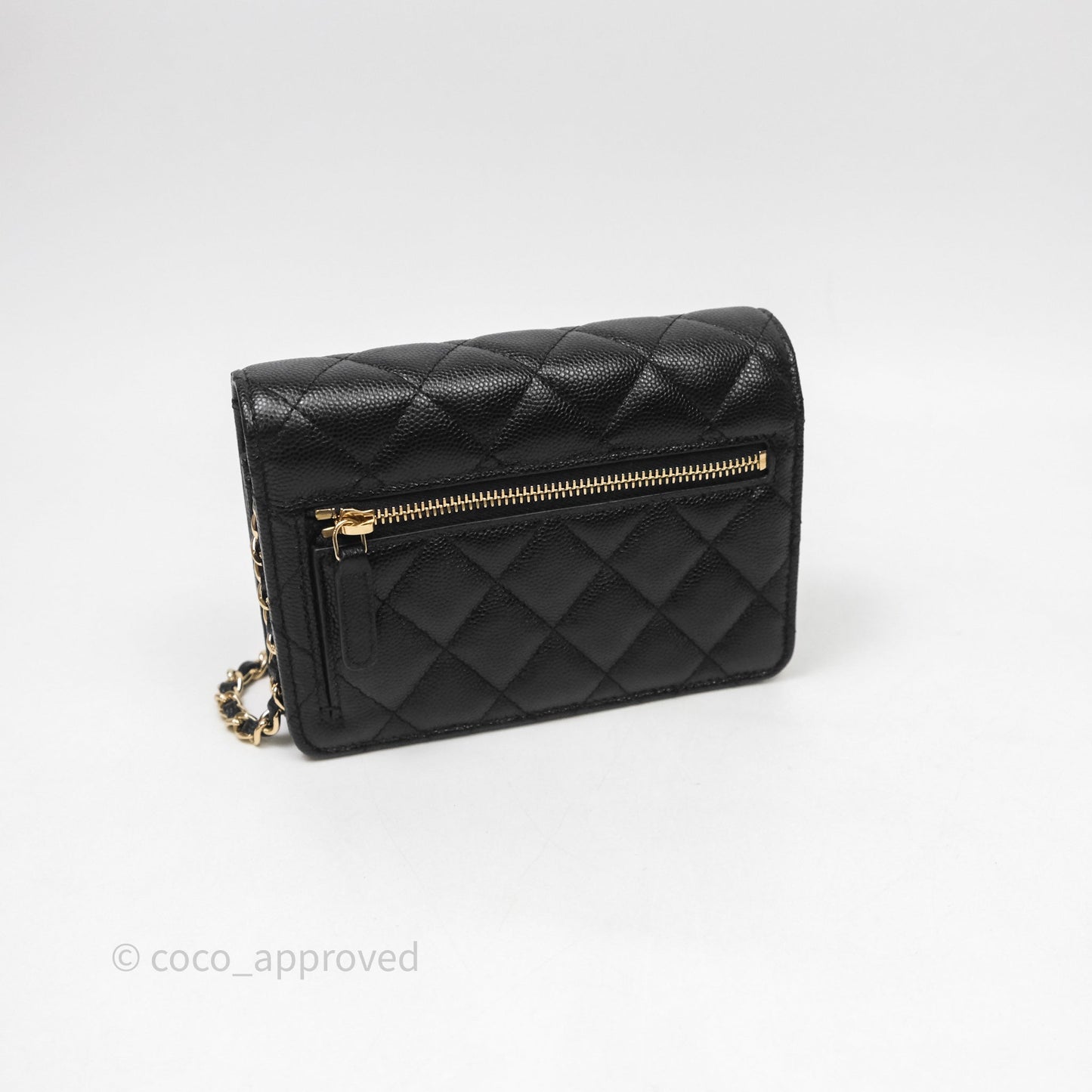 Chanel Quilted Mini Wallet on Chain WOC Black Caviar Gold Hardware