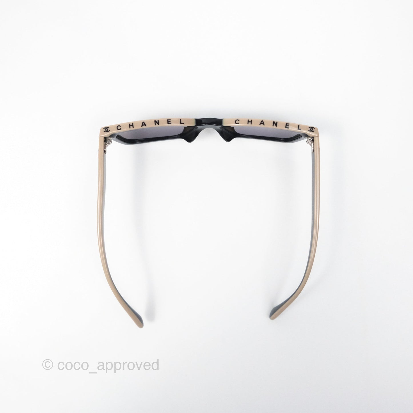 Chanel Acetate Square Sunglasses Black/Beige