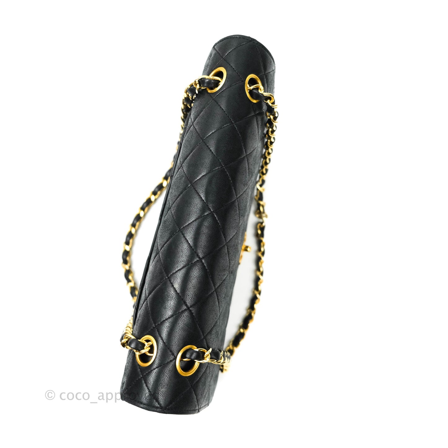 Chanel Vintage M/L Quilted Lambskin Medium Double Flap Bag Black