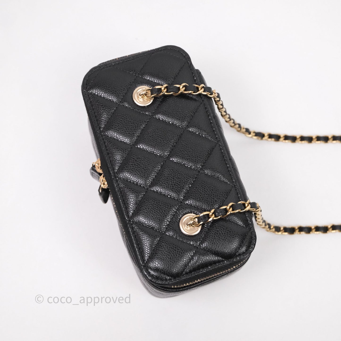 Chanel Vanity Rectangular With Chain Black Caviar Gold Hardware