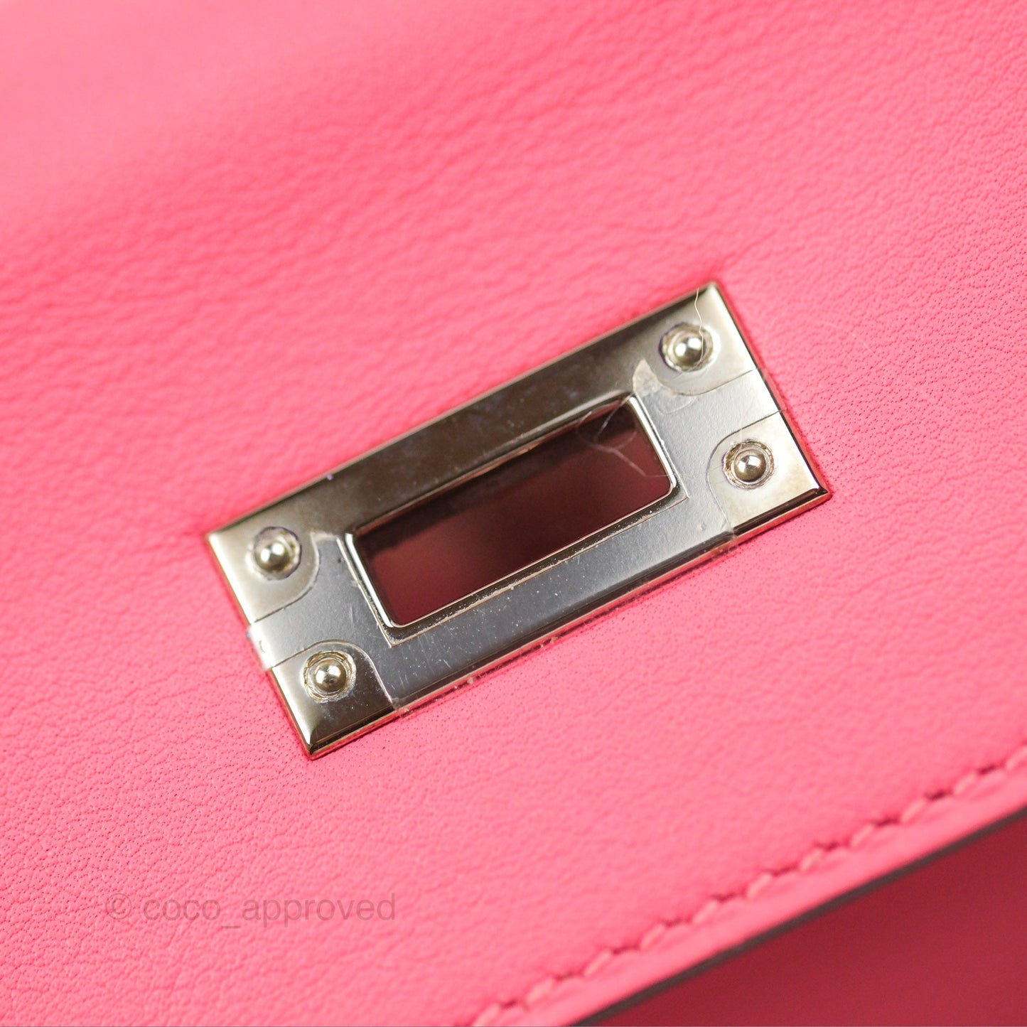 Hermès Retourne Kelly 25 Rose Azalee Swift Palladium Hardware