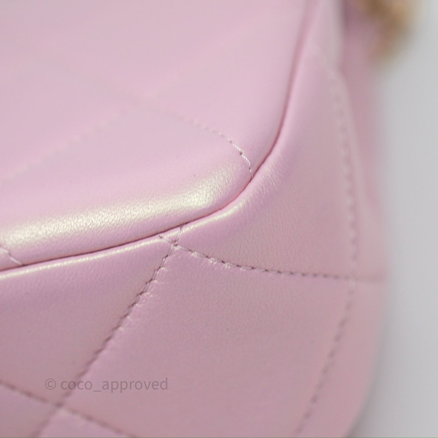 Chanel Mini Flap Bag With Pearl Adjustable Chain Iridescent Pink Lambskin Aged Gold Hardware
