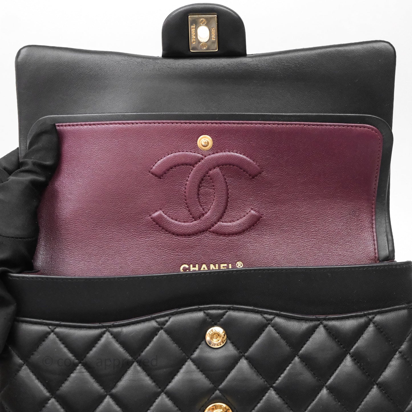 Chanel Classic M/L Medium Flap Quilted Black Lambskin Gold Hardware