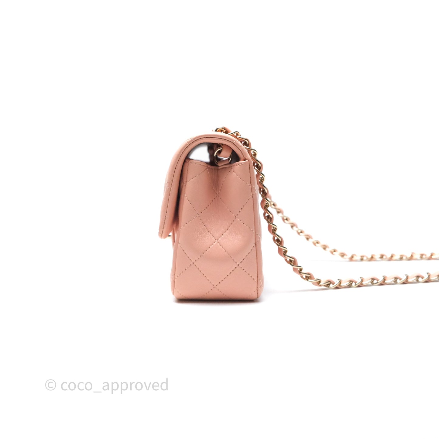 Chanel Quilted Mini Rectangular Flap Pink Lambskin Gold Hardware