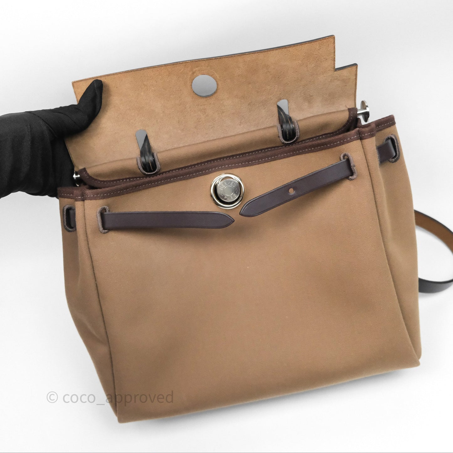 Hermès Herbag Zip 31 Retourne Etoupe 18/ Ebene 46 Canvas Palladium Hardware