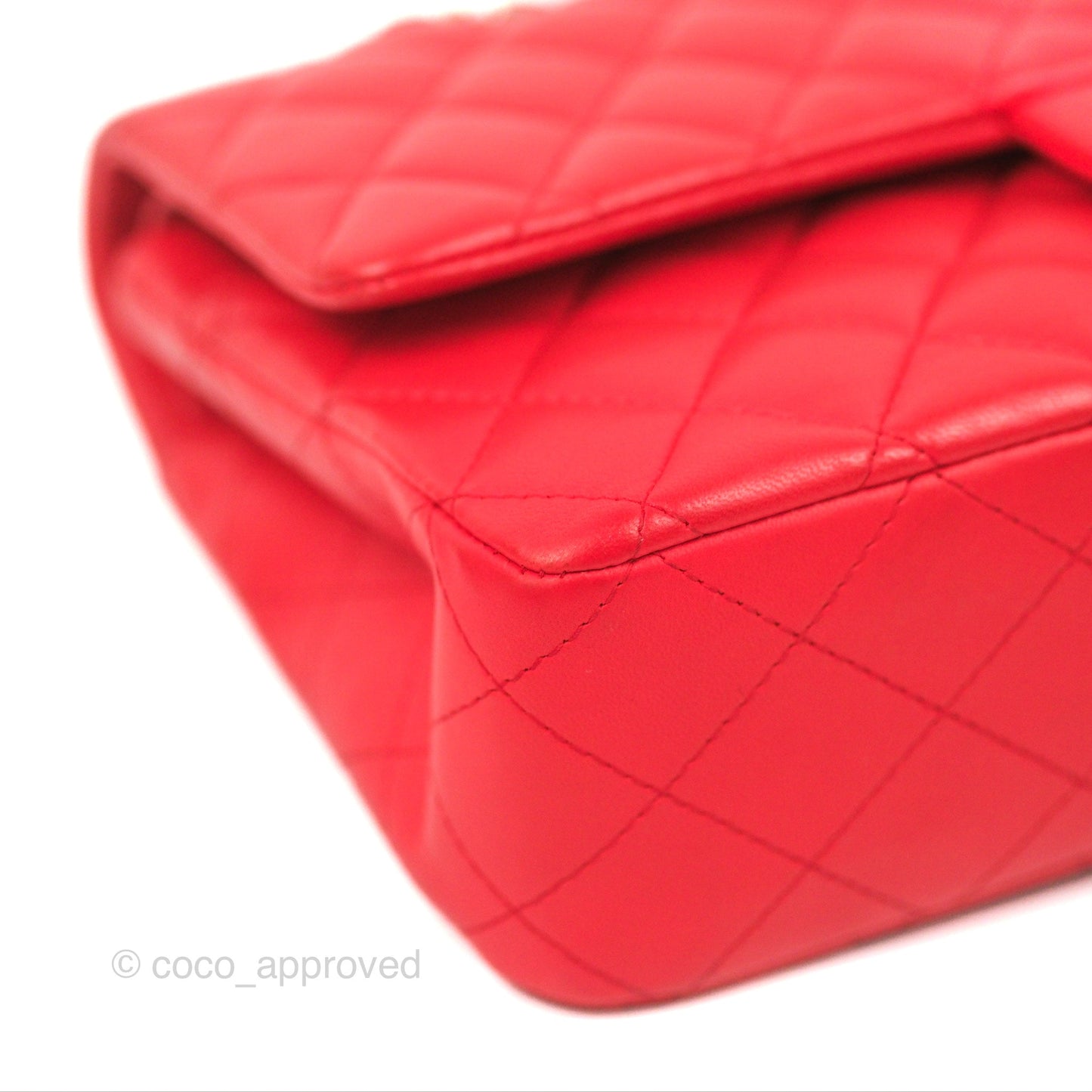 Chanel Classic M/L Medium Flap Quilted Red Lambskin Gold Hardware