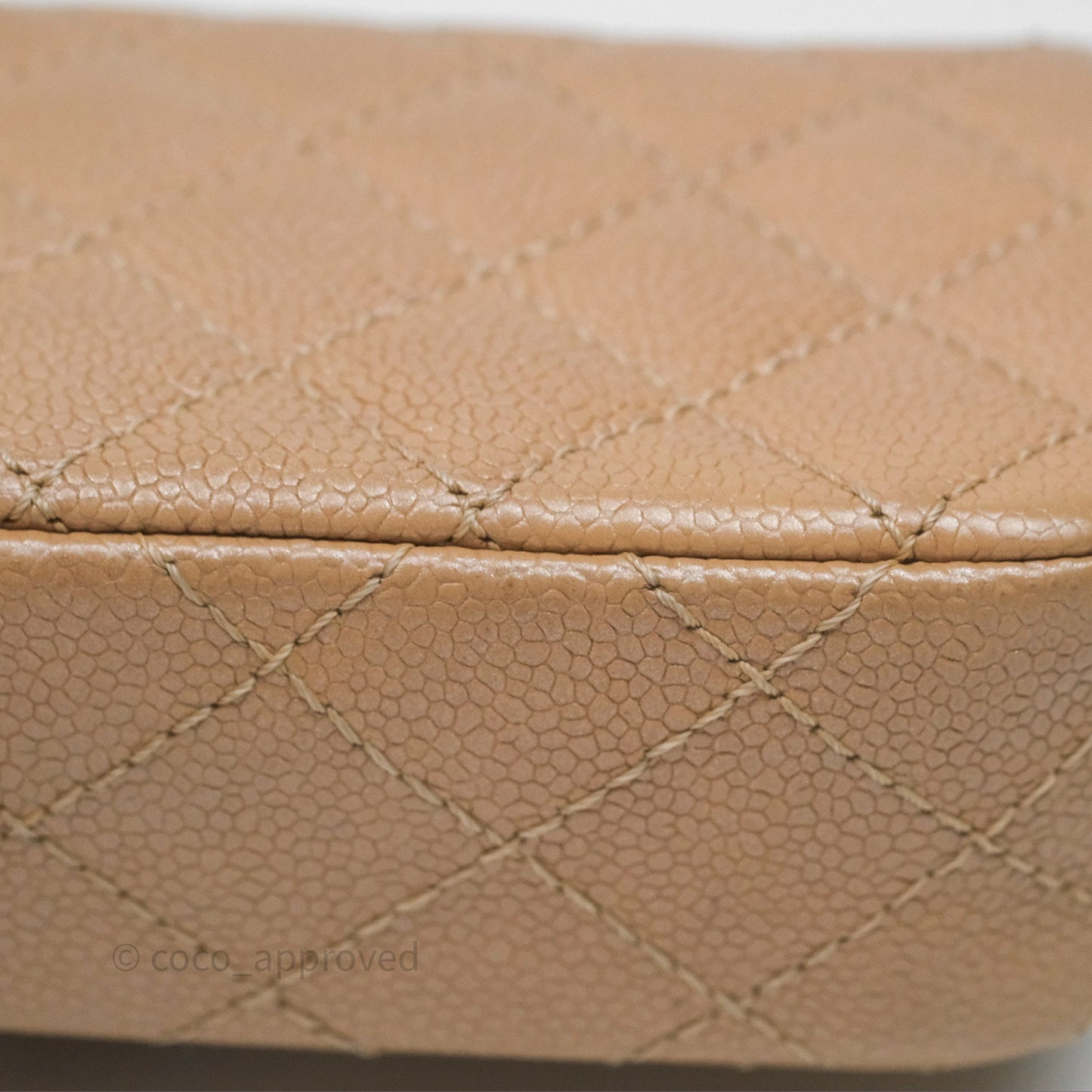 Chanel Quilted Extra Mini Rectangular Flap Beige Caviar Matt Silver Hardware