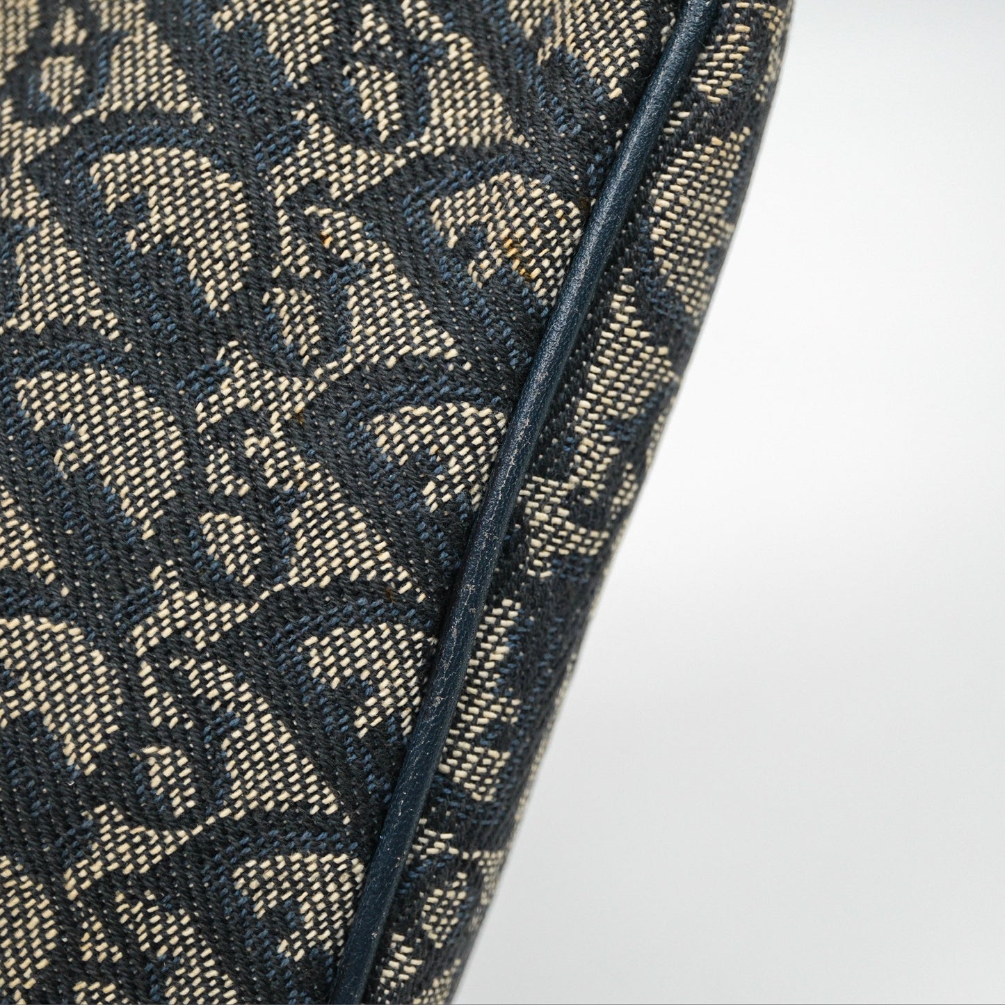 Christian Dior Vintage Mini Saddle Bag Blue Oblique Jacquard