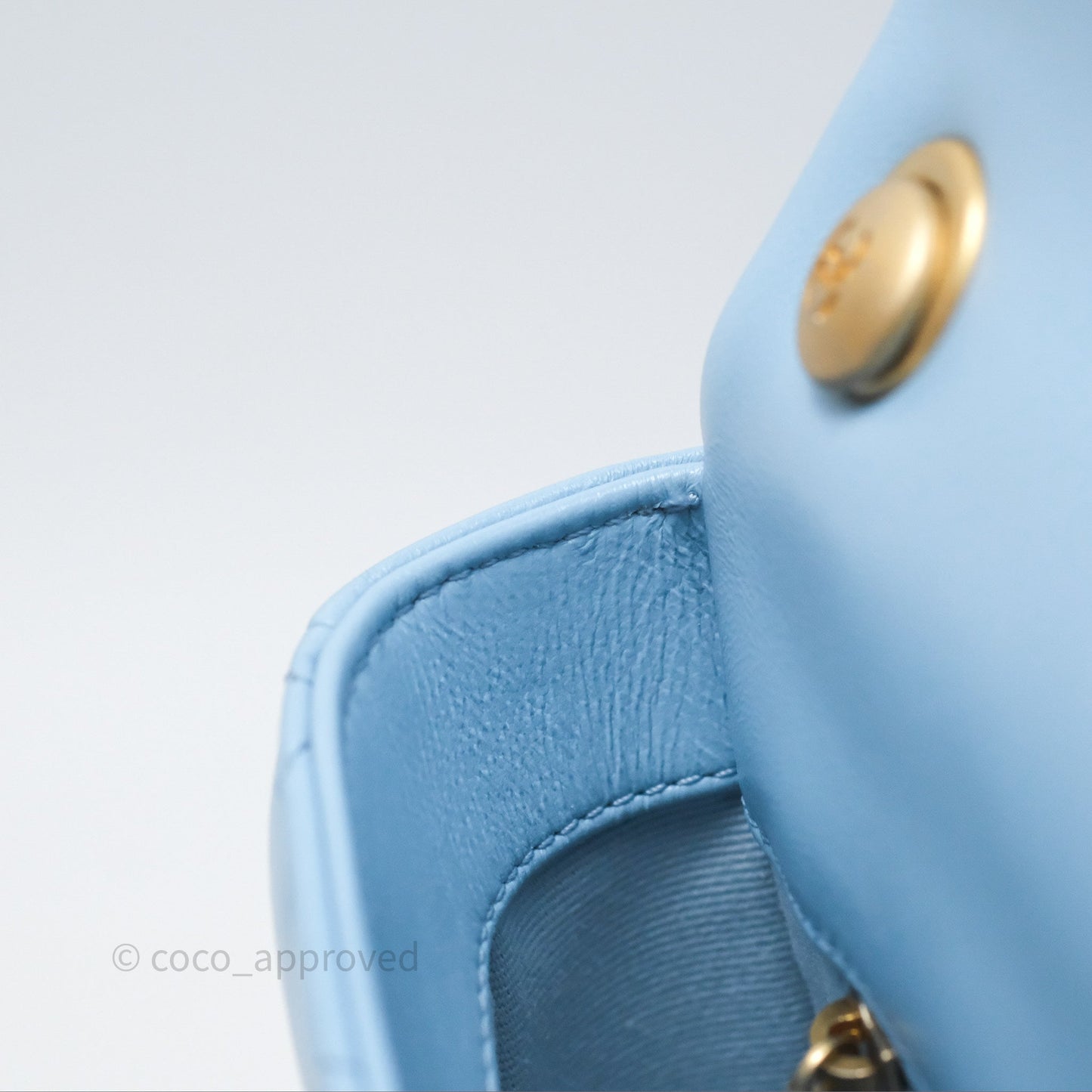 Chanel Small Flap Bag Blue Lambskin Gold and Lacquered Metal 22S