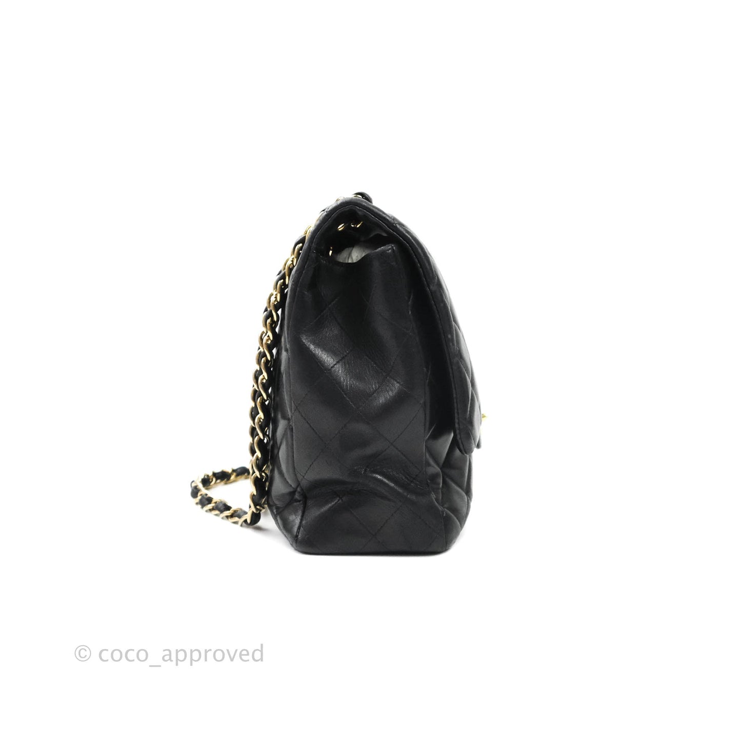 Chanel Single Flap Maxi Lambskin Black Gold Hardware