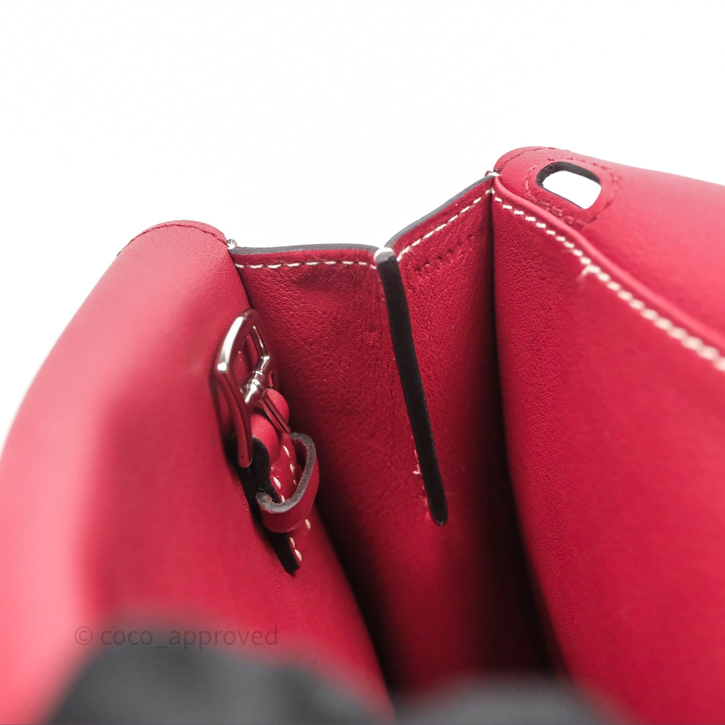 Hermès Halzan 22 Mini Rouge Grenat K1 Swift Palladium Hardware