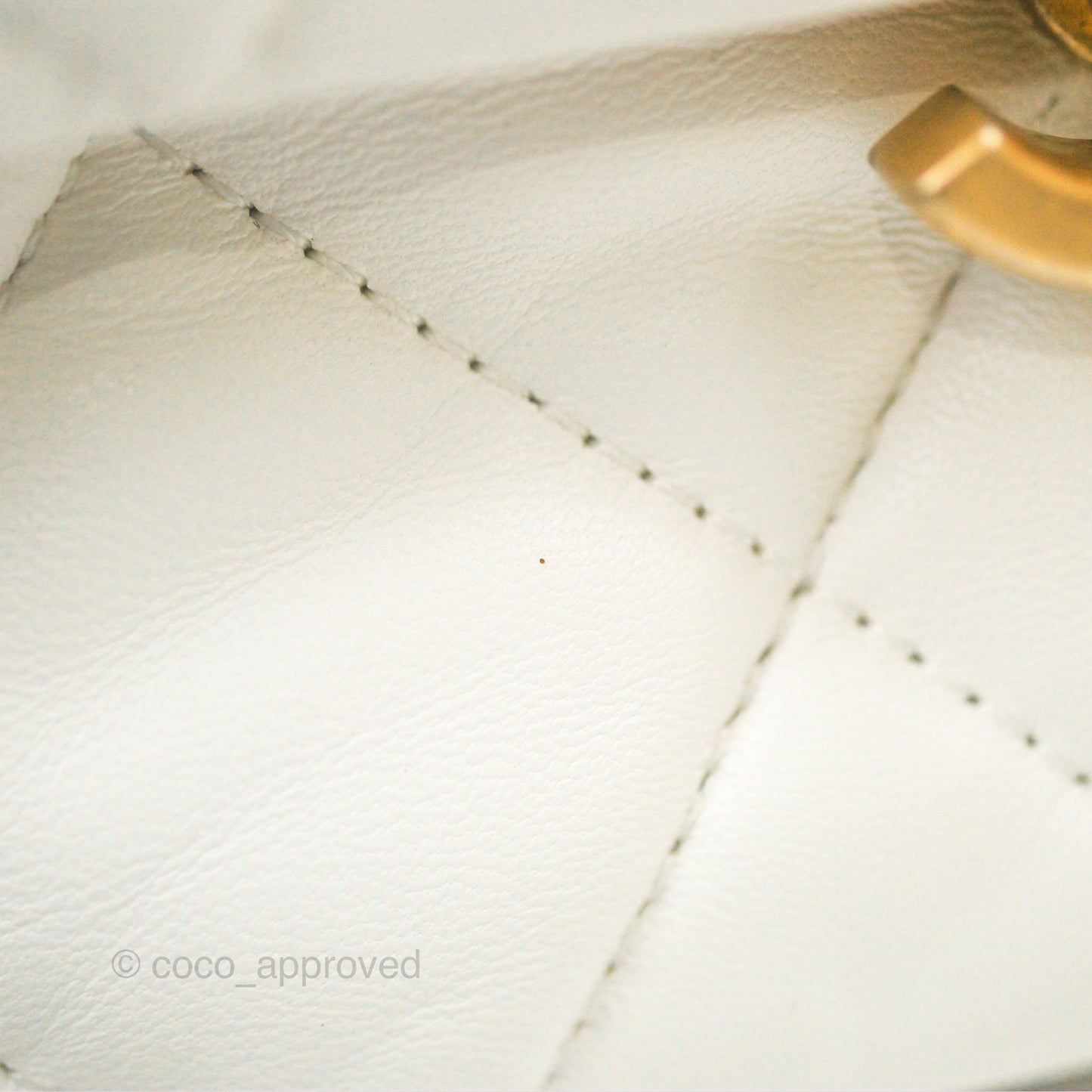 Chanel Small Flap Bag White Lambskin Aged Gold and Lacquered Metal 22S